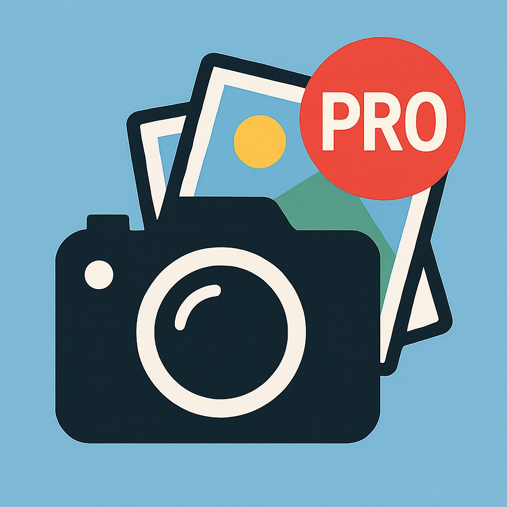 Logo von FotoChaosFix Home Pro – Kamera-Symbol mit Pro-Badge